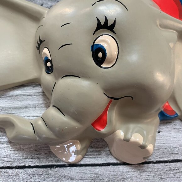 Rare Walt Disney Herstellung Germany Flying Dumbo Plastic Wall Decor Art 3D - Picture 4 of 7